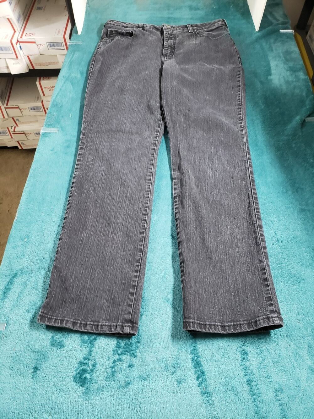 Lee Jeans Size 14 Womens Black Pants Stretch Denim Mid Rise Relaxed Straight